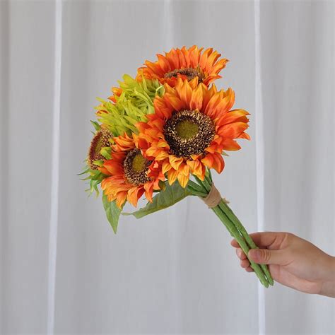 bagged fake sunflowers|realistic silk sunflowers.